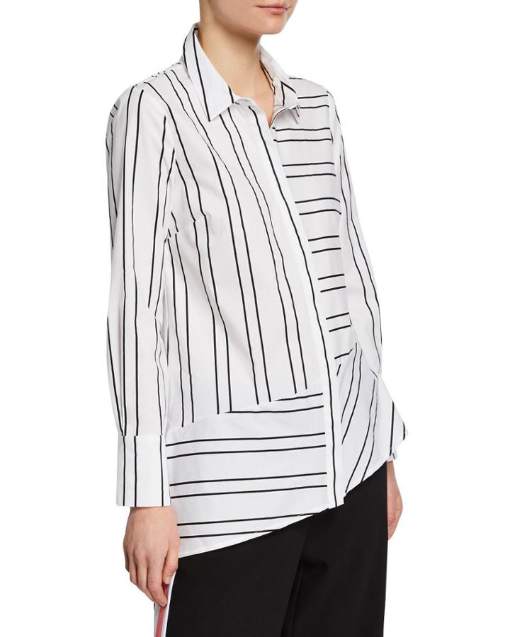 Striped Menswear Asymmetric Top
