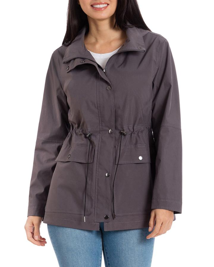 Short Nylon Hooded Rain Anorak Coat