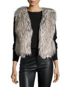 Faux-fur Collarless Cropped Vest
