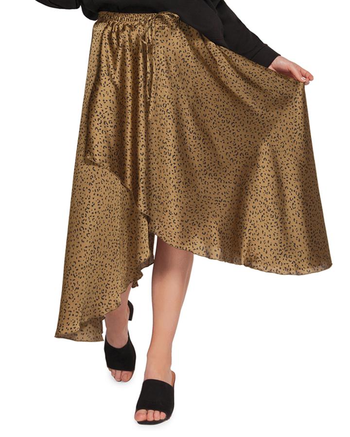 Faux Wrap Pull-on Skirt With Drawcord