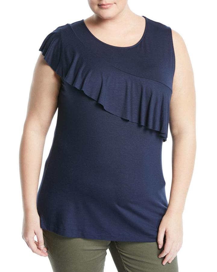 Asymmetric-ruffle Tee