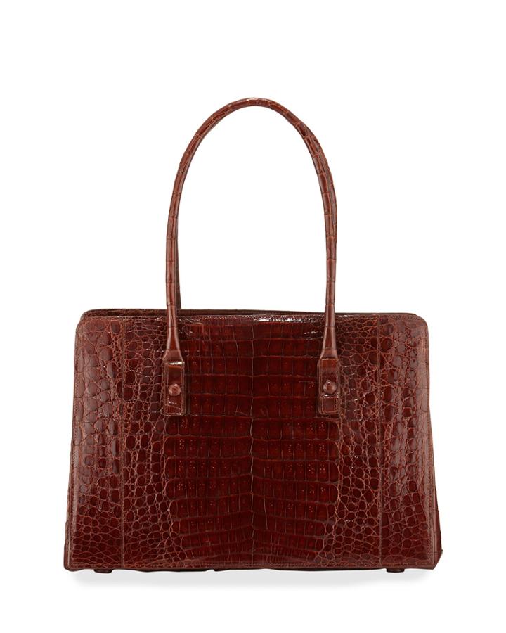 Crocodile Large Top Handle Tote Bag