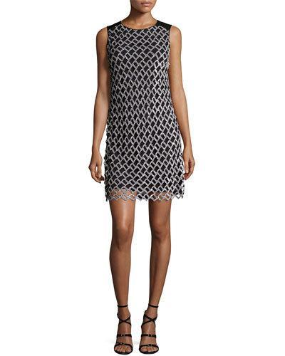Joylyn Embellished Cocktail Dress, Black/white