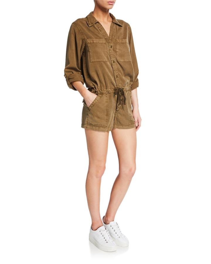 Slouchy Button-snap Army Romper