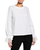 Bell-sleeve Crewneck Top