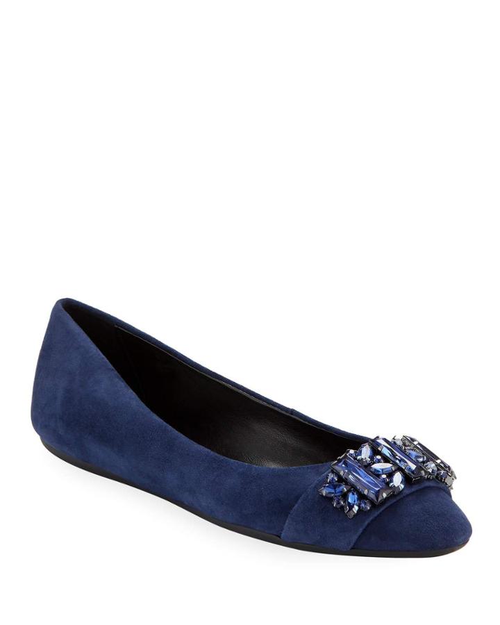 Viola Ornamented Suede Ballet Flats