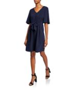 Capelet Tie-front A-line Dress