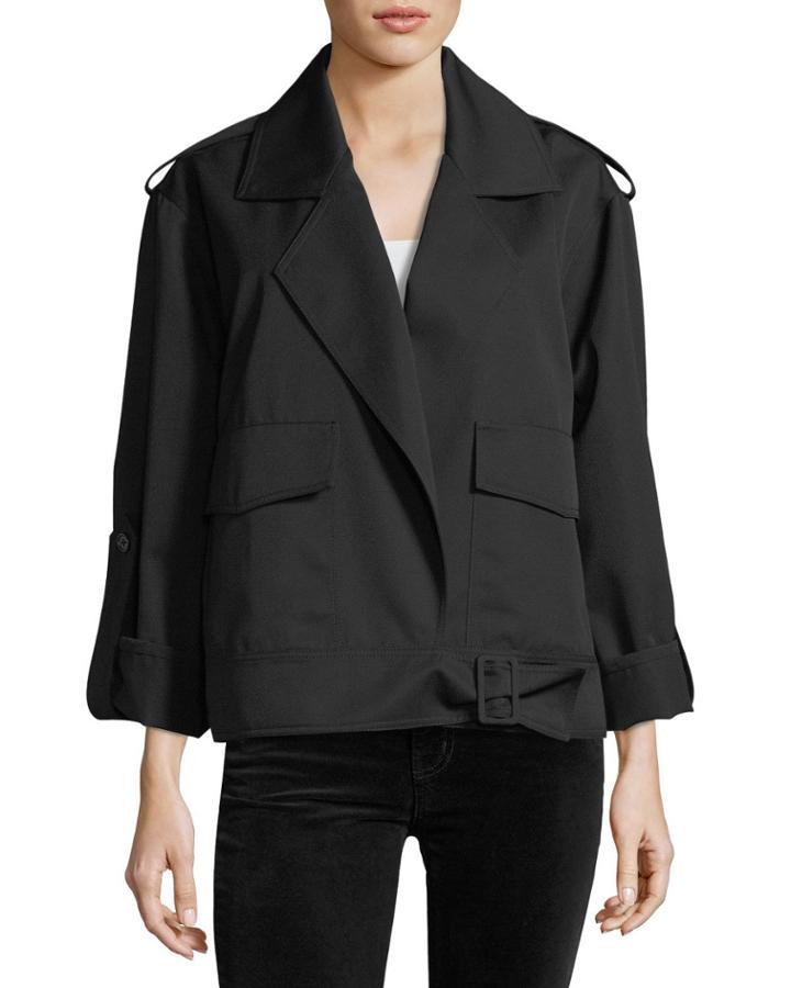 Aviator Open-front Notched-collar Wool Jacket