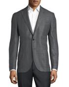 Plaid Soft Wool Sport Coat, Gray