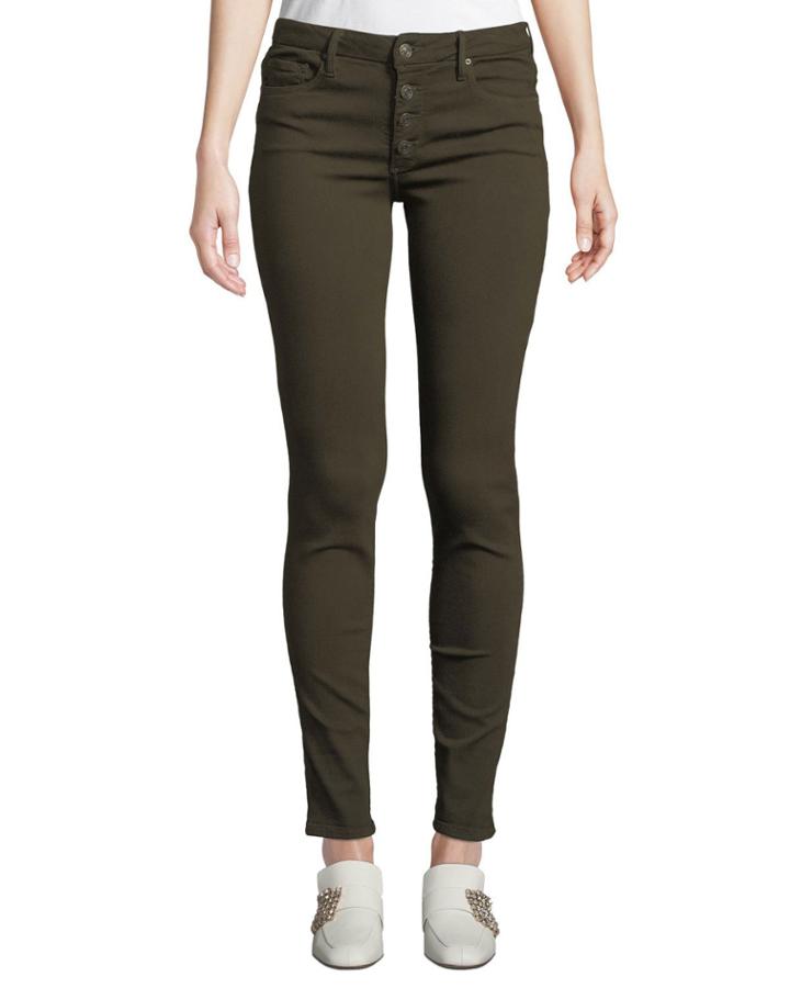 Candice Button-front Skinny Jeans, Green