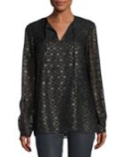 Eli Metallic Geometric Mineralized Cloth Blouse