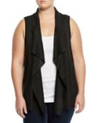 Faux-suede Draped Open-front Vest,