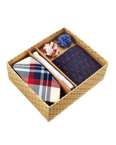Five-piece Sock And Tie Box Set, Multi/navy Plaid