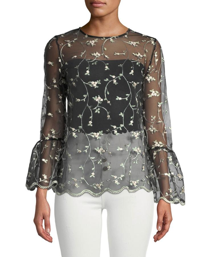 3/4 Flare-sleeve Floral