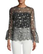 3/4 Flare-sleeve Floral