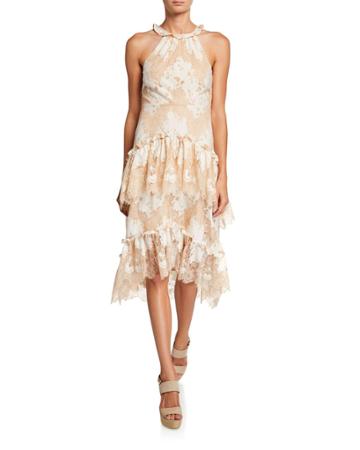 Zigzag Lace Halter High-low Dress