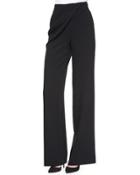 Gido Crepe Drape-detail Pants, Black