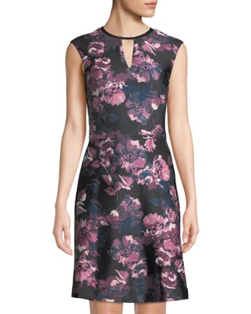 First Date Floral Scuba Fit-and-flare Dress