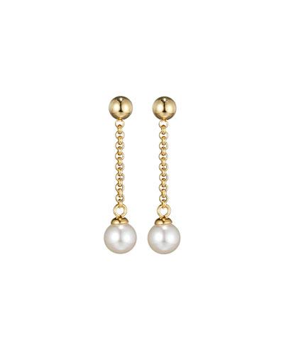 Allison Pearl & Chain Dangle Earrings, Gold/white