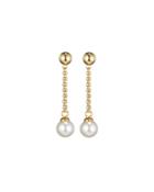 Allison Pearl & Chain Dangle Earrings, Gold/white