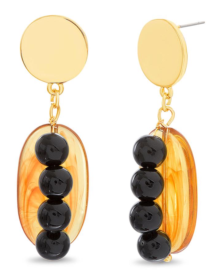 Oval Link Beaded Drop Earrings