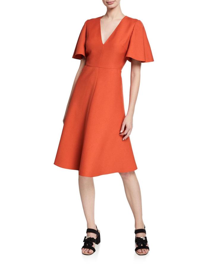 Flutter-sleeve A-line Dress