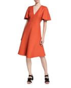 Flutter-sleeve A-line Dress