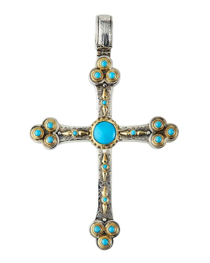 Engraved Turquoise Cross Pendant