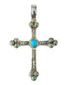 Engraved Turquoise Cross Pendant