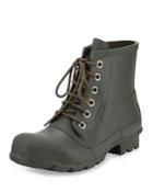 Hunter Short Lace-up Welly Boot, Olive, Men's, Size: