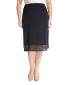 Knit Pencil Skirt, Navy,
