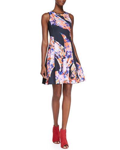 Sleeveless Printed Fit & Flare Dress