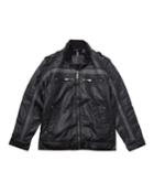 Faux Leather Striped Jacket,
