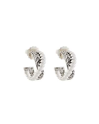 Classic Chain Silver Small Twist Hoop Earrings