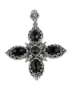 Konstantino Carved Silver & Onyx Square Cross Pendant Enhancer, Women's,