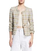 Lyra Fringe-trim Tweed Topper Jacket