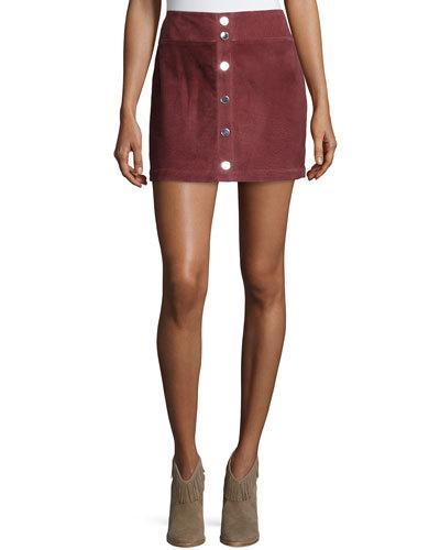 Lotta Suede Mini Skirt, Brick Red