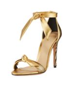Clarita Ankle-tie Metallic Leather