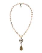 Braided Freshwater Pearl & Labradorite Rope Necklace, Brown