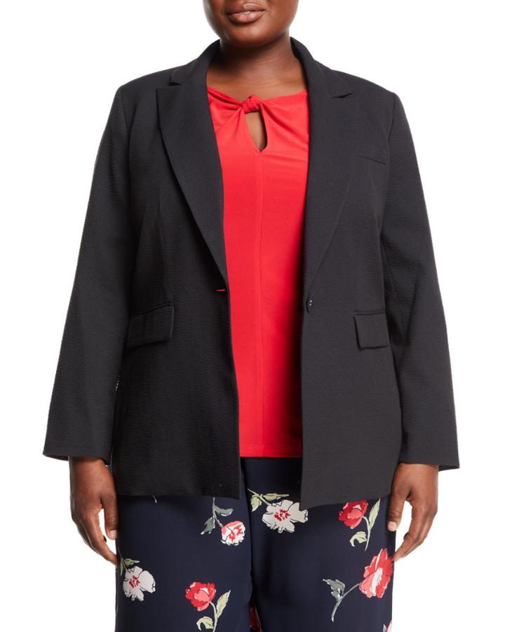 Seersucker Peak-lapel Blazer Jacket,