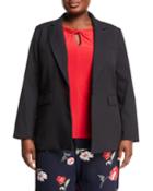 Seersucker Peak-lapel Blazer Jacket,