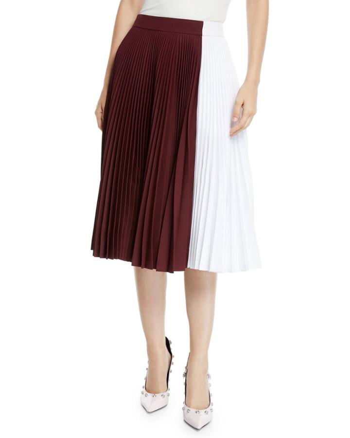Two-tone Pleated Midi Circle