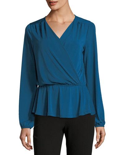 Bella Faux-wrap Knit Blouse