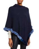 Solid Poncho With Ombre Fur Trim