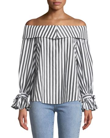 Turn Heads Striped Off-the-shoulder Top