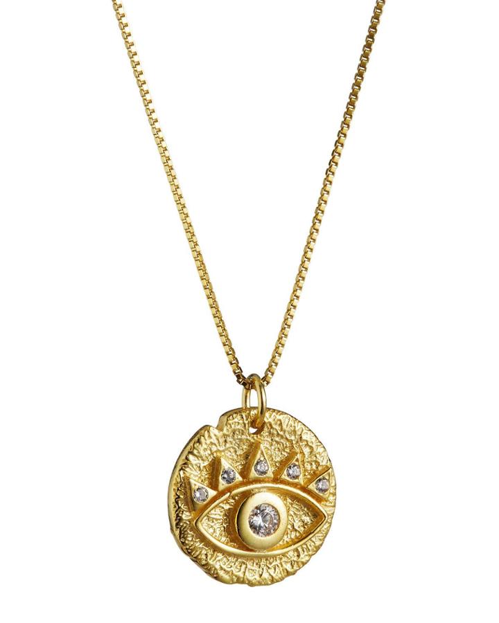 Small Evil Eye Coin Pendant Necklace