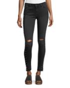 Kika Mid-rise Skinny Ankle Jeans W/ Grommets