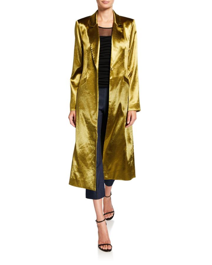 Vicky Satin Single-button Duster Coat