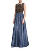 Beaded Evening Gown With Taffeta
