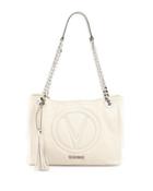 Luisa 2 Sauvage Leather Shoulder Bag, Off White
